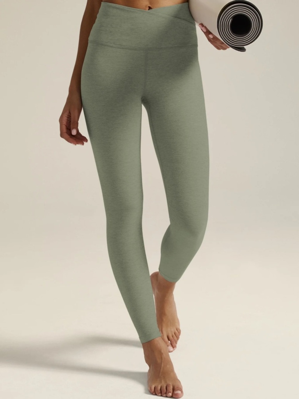 Beyond Yoga Spacedye At Your Leisure High Waisted Midi Yoga Legging Sage Heather